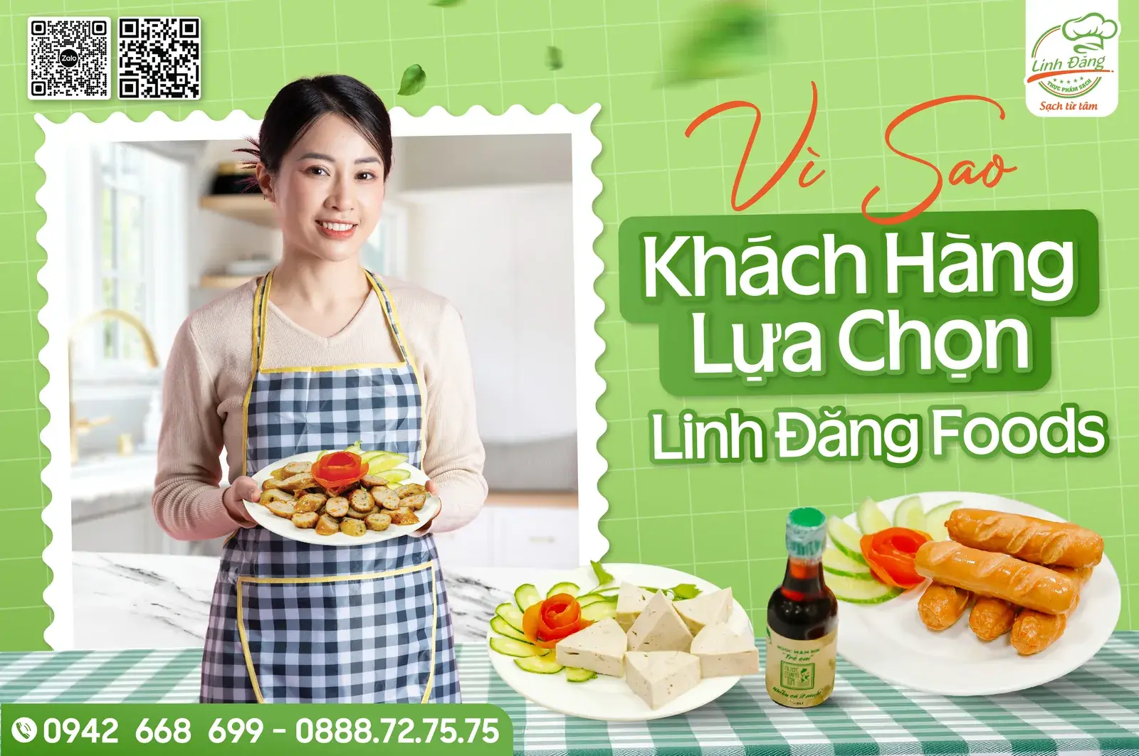 Các món sản phẩm được bày trên bàn